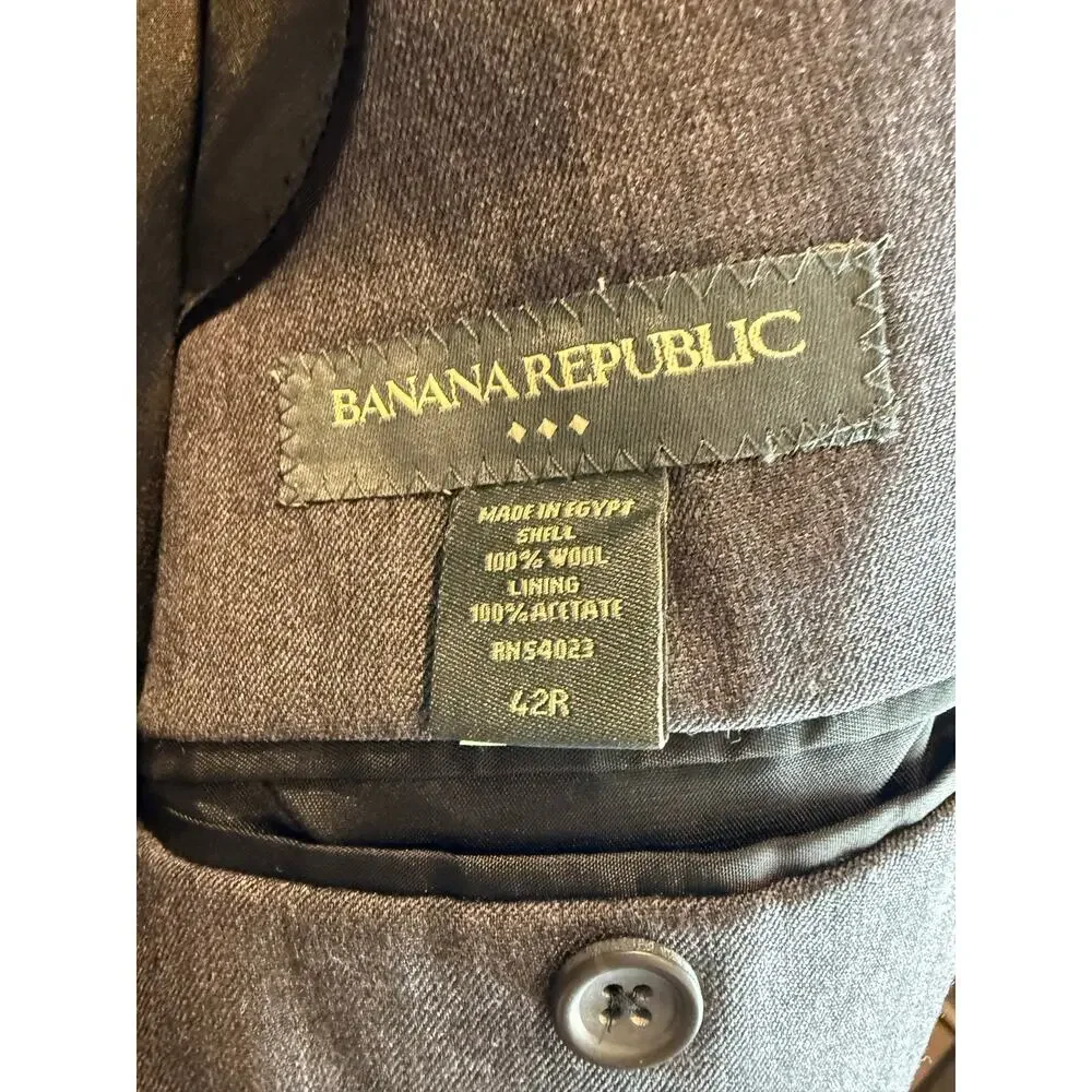 Banana Republic Gray Wool Blazer Suit Jacket Sport Coat Men's 42 42R 3 Button